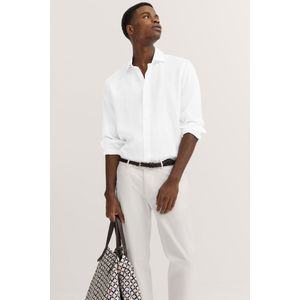 Bugatti - Overhemd - Wit - Van Linnen - Lange Mouwen - Kentkraag