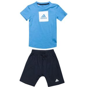 Boy's adidas Baby And Infant Logo Summer Set Blue-White 3-4in Blue-White