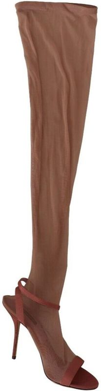 Dolce & Gabbana - Hakken Sandalen - Roze - Leer, Tule Stretch