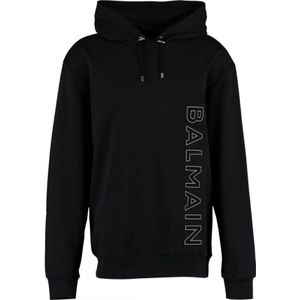 Balmain Brand Emobossed Black Hoodie - Maat L