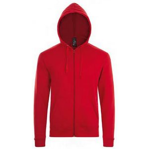 SOLS Herenstenen Ritssluiting In De Vorm Van Een Gewone Hoodie (Rood) - Maat S