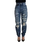 Dolce & Gabbana Blauwe Versleten Skinny Jeans van Katoen voor Dames