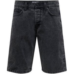 ONLY & SONS Regular Fit Jeans Short ONSAVI  Black Denim - Maat M