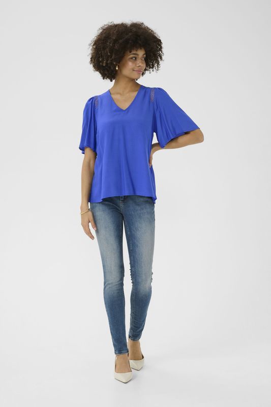 Blouse met korte mouwen CUsif Relaxed fit blue