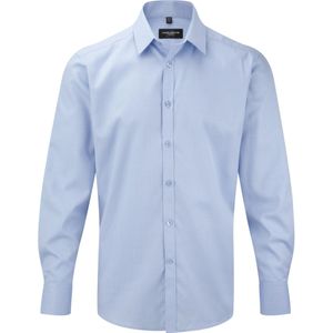 Russell Heren Visgraat Werkshirt met lange mouwen (Lichtblauw)