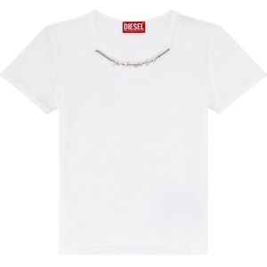 Dames Diesel T-Matic Ribbed-Jersey Top in Wit