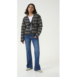 Kaffe - Damesjas - Zwart/Beige - Leren - Quilted Design