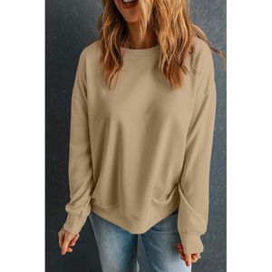 Azura Exchange Khaki Effen Klassieke Crewneck Pullover Sweater