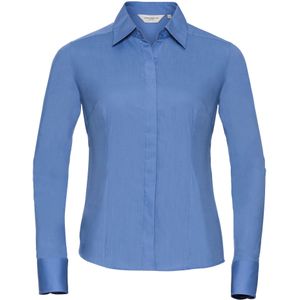 Russell - Poplin Shirt - Bedrijfsblauw - Dames Lange Mouwen - Poly-Katoen