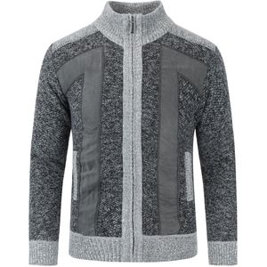 Herenvest met opstaande kraag en ritssluiting Grof gebreide, gevoerde trui voor de winter, donkergrijs