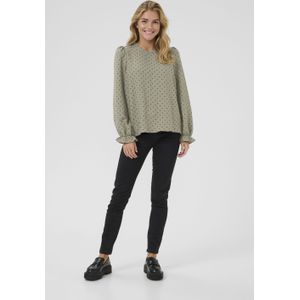 Blouse met lange mouwen Regular fit Vetiver w. Deep Black Dot green