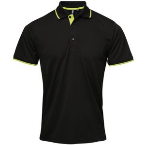 Premier Herencontrast Coolchecker Polo Shirt (Zwart/Kalk)