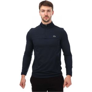 Men's Lacoste SPORT Stretch Zippered Collar Sweatshirt In Navy - Maat M