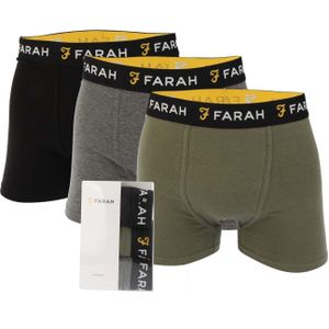 Farah Heren Karlos Boxershorts (Set van 3) (Olijfgroen/Grijs/Zwart)