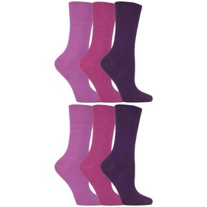 Gentle Grip - 6 paar diabetische damessokken - Roze