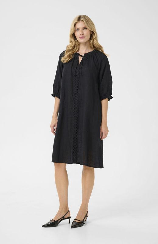 Cream - Jurk - Zwart - Tuniekjurk - Knielengte - Losse Pasvorm - Driekwart Mouw