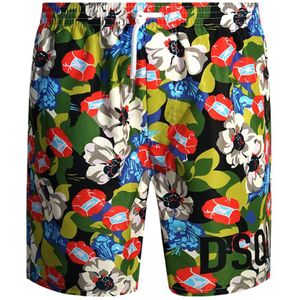 Dsquared2 Colourful Floral All-Over Design Green Swim Shorts - Maat M