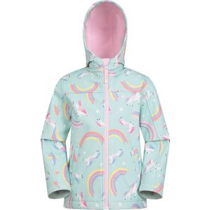 Mountain Warehouse Kinder/Kids Exodus II Eenhoorn en Regenboog Waterafstotende Soft Shell Jas (Munt)