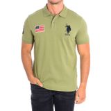 US Polo Assn. - Polo - Khaki - Korte Mouwen - Contrasterende Reverskraag