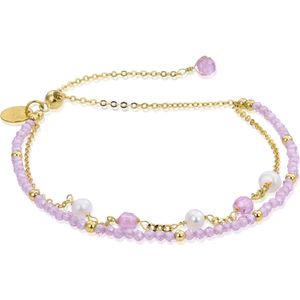 Luxenter 925 Sterling zilveren armband met roze kristal afgewerkt in 18K geel goud - Rius
