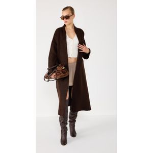 Cardigan long en tricot chic brun