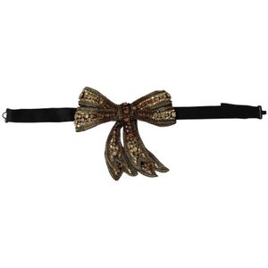 Dolce & Gabbana Gold Tone Silk Rhinestone verfraaide dames bowtie vrouwen