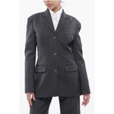 Blazer - Grijs - Slim Fit - Krijtstreep - Gevoerd - Gemaakt in Italië