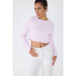 Fiets Hals Geribbelde Gebreide Crop Top