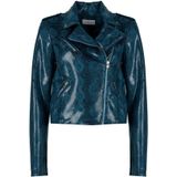 Patrizia Pepe - Animal Print Leren Jas - Blauw - Dames