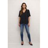 Blouse met korte mouwen Relaxed fit Blac