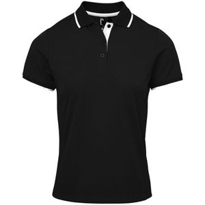 Premier Dames/Dames Coolchecker Contrast Piqué Poloshirt (Zwart/Wit)