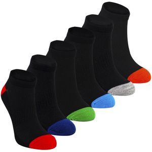 6-Pack Jongens Bamboe Trainer Sokken | Kinderen Zwarte Lage Hak & Teen Sokken