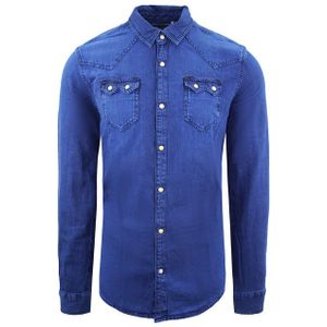 Scotch & Soda Regular Slim Fit Overhemd Lange Mouw Blauw Heren Top