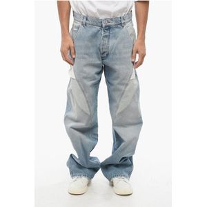 Loose Fit Jeans met contrasterende details 26 cm in blauw