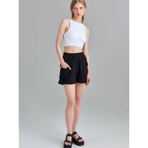 Short en coton peigné coupe décontractée avec poches