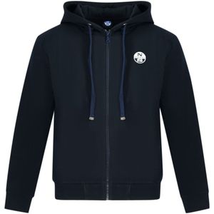 Marineblauwe hoodie met rits en North Sails-logo