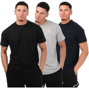 DKNY Heren Logo T-shirt (Set van 3) (Zwart/Zilver)
