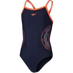 Speedo Meisjes Muscleback Dunne Band Eendelig Zwempak (Marine / Rood)