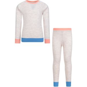 Mountain Warehouse Kinder/Kids Merino Wol Base Layer Set met Kleurblokken (Beige)