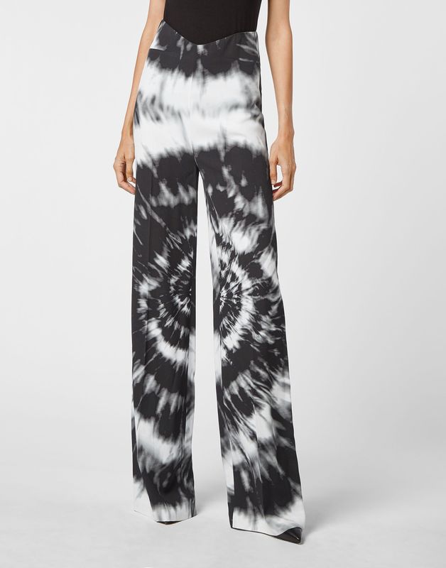 Philipp Plein - Monochrome Tie-dye High Waist Palazzo Broek - Zwart - Dames