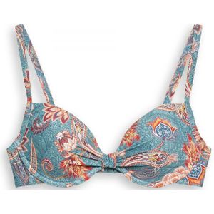 ESPRIT Women Beach Voorgevormde Beugel Bikinitop Met All Over Print Lichtblauw/oranje - Maat 100A