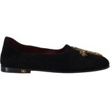Dolce & Gabbana - Slip On Loafers - Zwart - Suède - Goud Kristal Sequined Cross Design