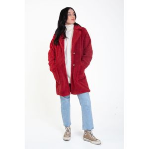 Lange teddy-overjas van imitatiebont