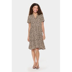 Jurk Loose fit Creme Leopard Strokes animal
