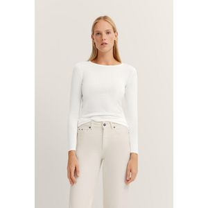 Longsleeve - Ecru - Ronde Hals - Lange Mouwen