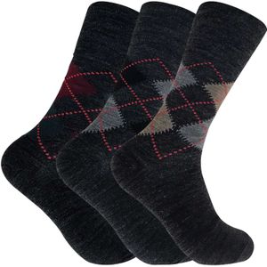 3 paar warme lamswollen sokken zonder elastiek herensokken - Grijs