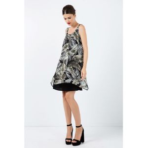 Mouwloze Print Chiffon Jurk Met Lagen - Maat 46