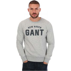 Heren Gant Logo Crew Neck Sweatshirt in Grijs Marl