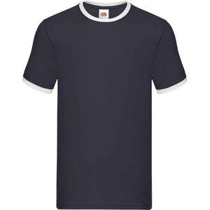 Fruit of the Loom Heren Ringer Contrast T-shirt (Marine / Wit)