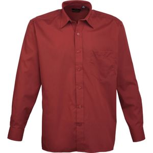 Premier Heren Premier Poplin Formeel Overhemd Met Lange Mouwen (Bourgondië)
